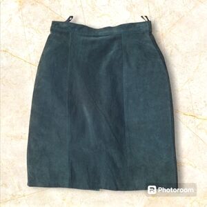 Global Identity G III Green Leather lined Skirt Pencil sz 9/10 Womens